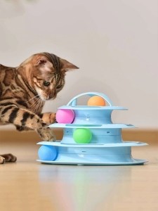 Играчка за котки на 3 нива с цветни топки