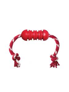 Играчка за кучета KONG® Squeakair® Dental with rope 8 cm